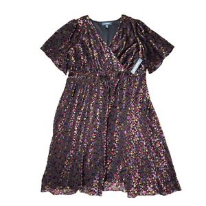 NWT ModCloth Bubbly Feelings Colorful Cocktail Velvet Dot Wrap Dress 2X